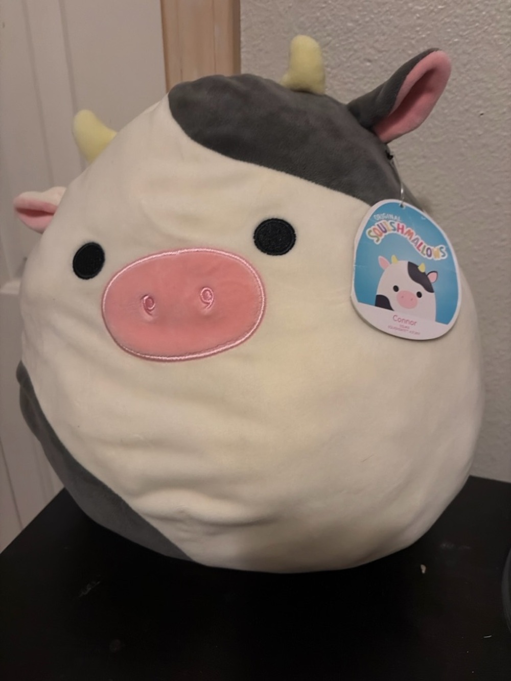 Squishmallows Cow Plush Connor - Cream, Gray & Pink